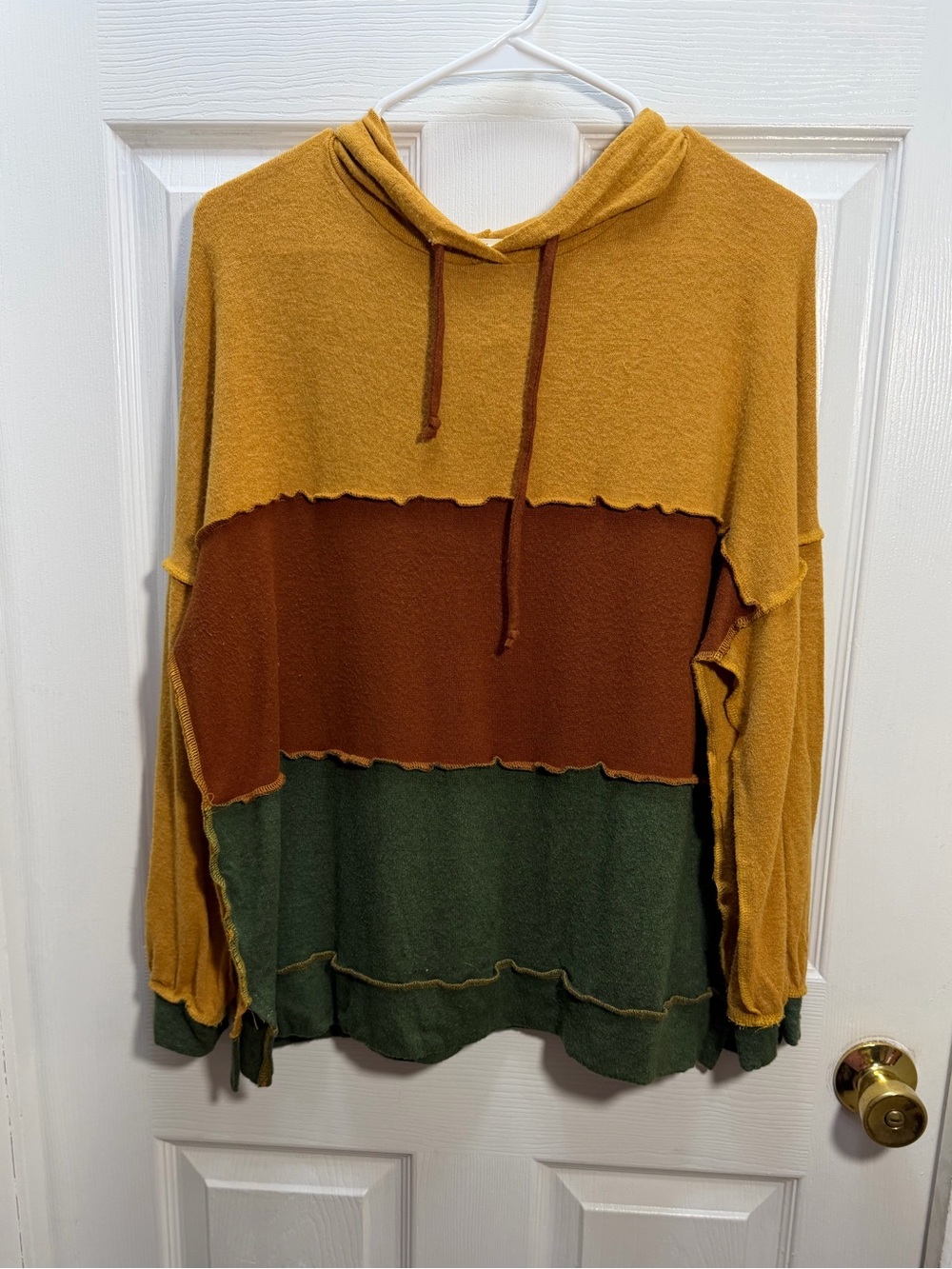 Haptics Colorblock Hooded Pullover - Mustard, Rust & Forest Green